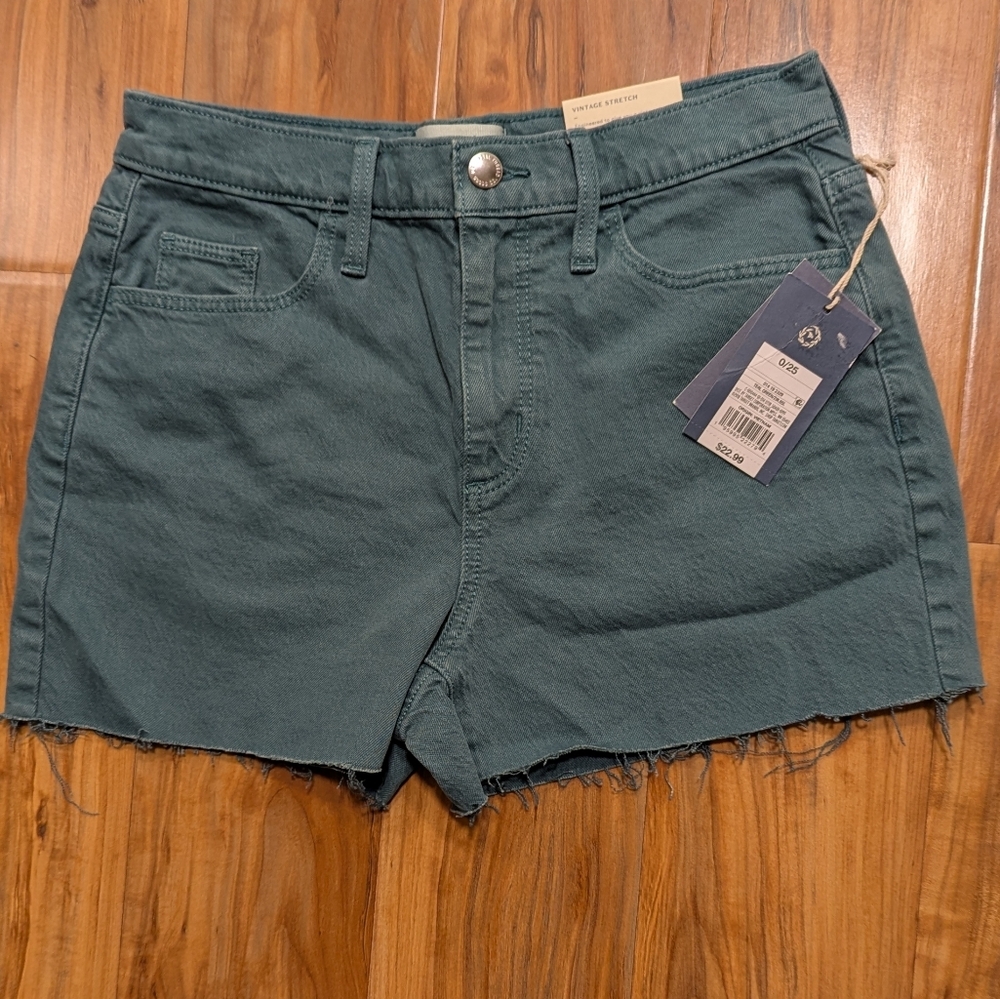 Denim Shorts Teal Green Women's 0 Universal Thread Raw Hem NWT Coastal Cowgirl